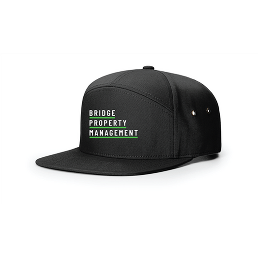 BLACK - 7 PANEL TWILL STRAPBACK