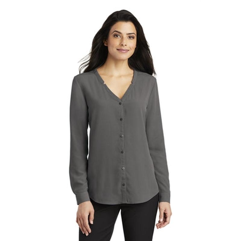 Port Authority Ladies Long Sleeve Button-Front Blouse