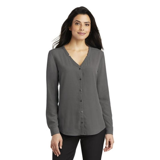 Port Authority Ladies Long Sleeve Button-Front Blouse