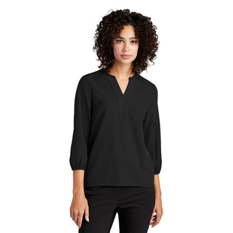 Mercer+Mettle Women's Stretch Crepe 3/4-Sleeve Blouse