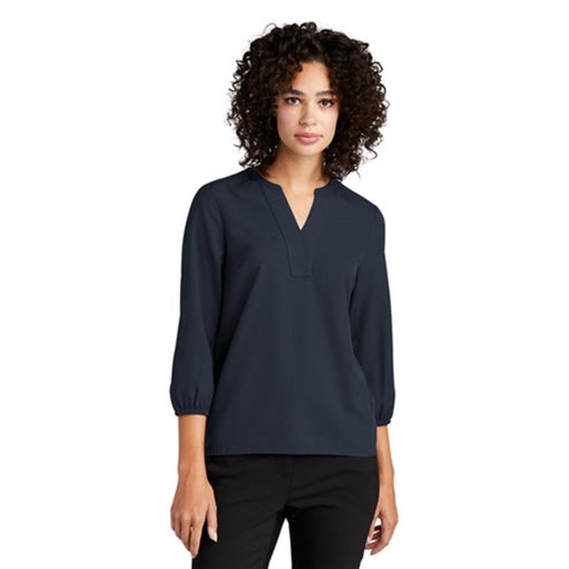 Mercer+Mettle Women's Stretch Crepe 3/4-Sleeve Blouse